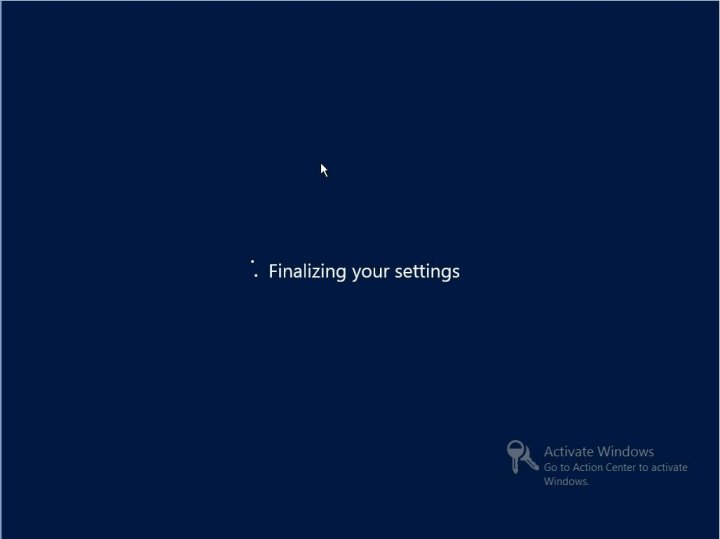 image:“Finalizing your settings“（正在完成你的设置）屏幕。