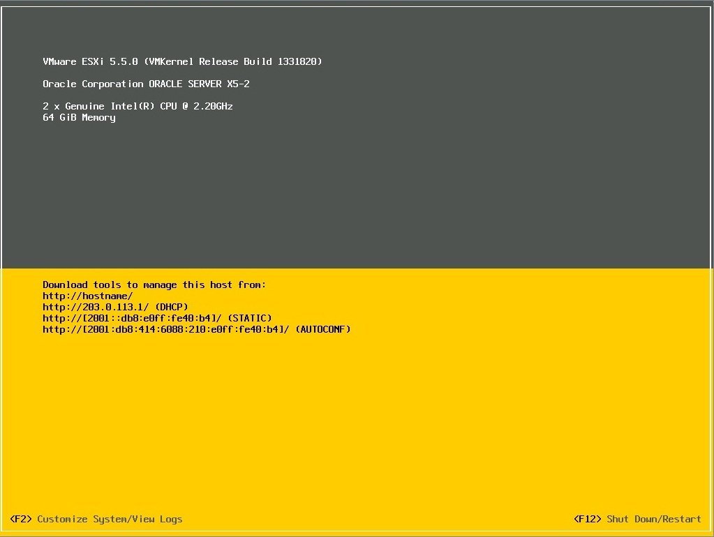 image:VMware ESXi 直接控制台屏幕
