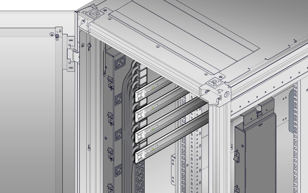 image:图中显示了 Sun Rack II 1042 中安装的滑轨。