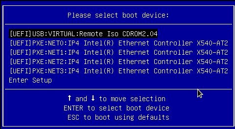 image:UEFI 모드의 Select Boot Device 메뉴입니다.