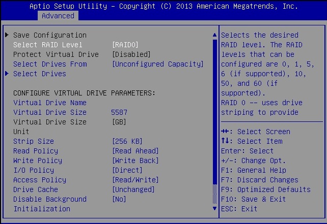 image:Ecran présentant les options du menu Virtual Drive Management.