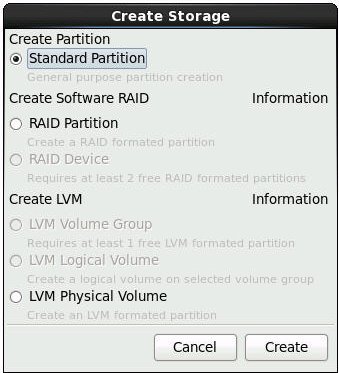 image:Image montrant l'écran Create Storage.