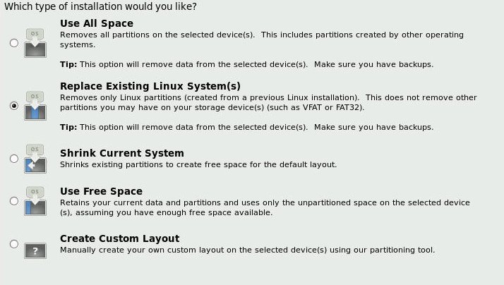 image:Gráfico que muestra la pantalla What type of installation would you like? (¿Qué tipo de instalación desea?).