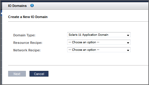 image:A screen shot showing the Create a New I/O Domain screen.
