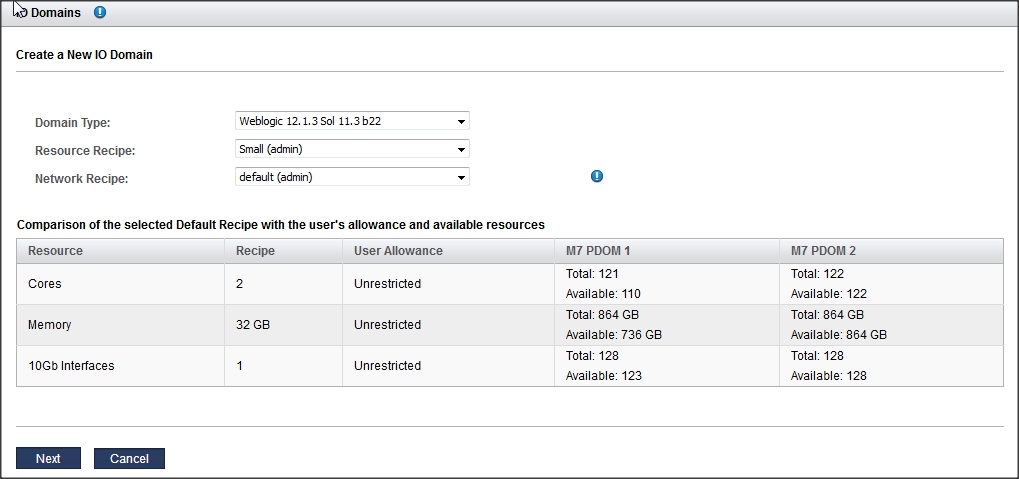 image:Screen shot showing the new I/O Domain screen.