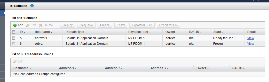 image:A screen shot showing a frozen I/O Domain.