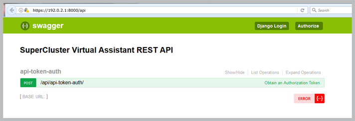 image:A screen shot showing the REST API login page.