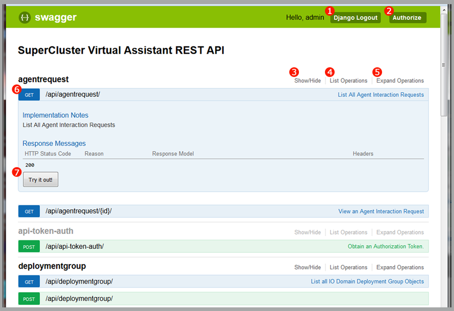 image:A screen shot showing the REST API page.