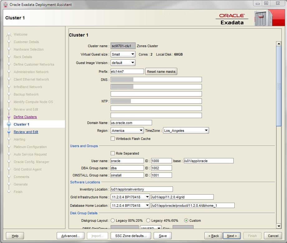 image:A screen shot showing the cluster configuration page.