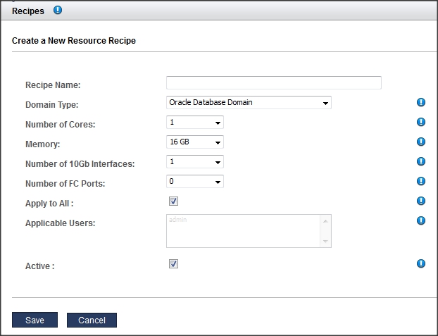 image:A screen shot showing the create new resource recipe                             screen.