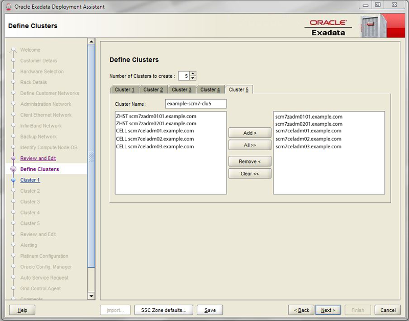 image:Graphic showing the Define Cluster page for cluster                                 5.