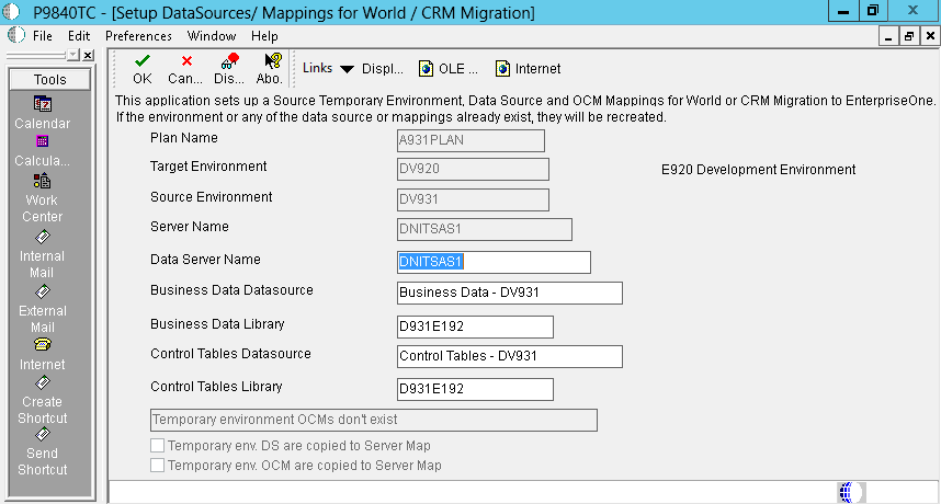 Describes the Setup Mappings for World/CRM Migration form