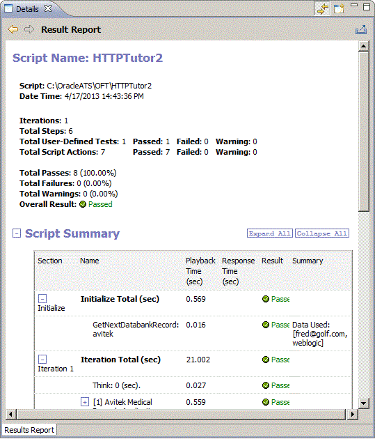 Results Report for Multiple Iterations