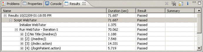 Script Playback Results in the Results View