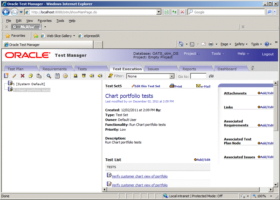Test Execution Tab
