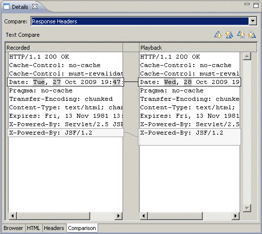 Details View Showing the HTTP Test Comparison Tab
