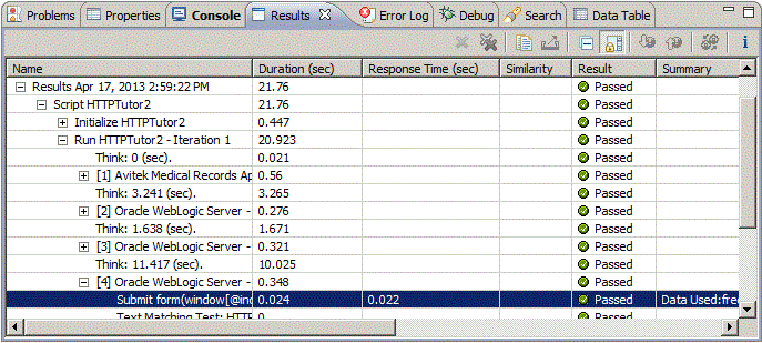 Results View with Navigation Node Selected