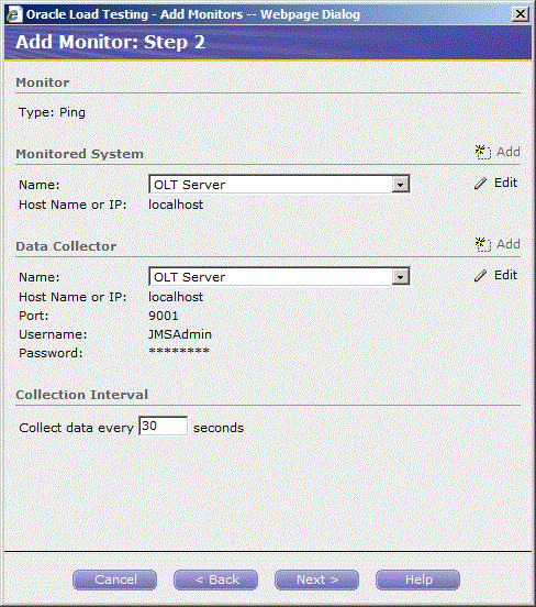 Add Monitors Step 2 Dialog Box