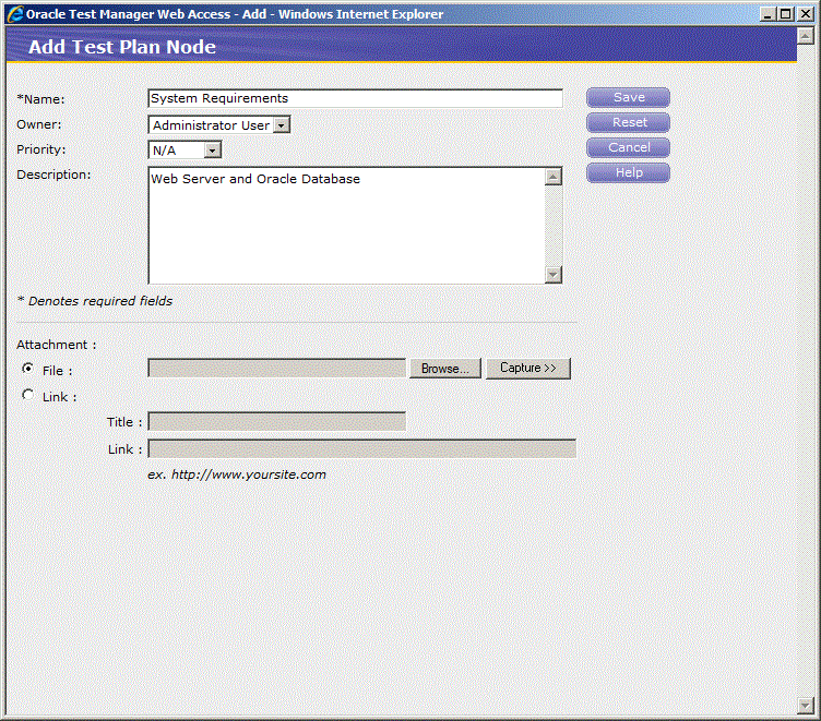 Add Test Plan Window with Sample Data