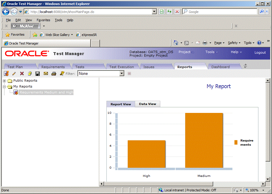 Reports Tab with Custom Reports