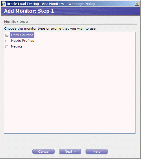 Add Monitors Step 1 Dialog Box