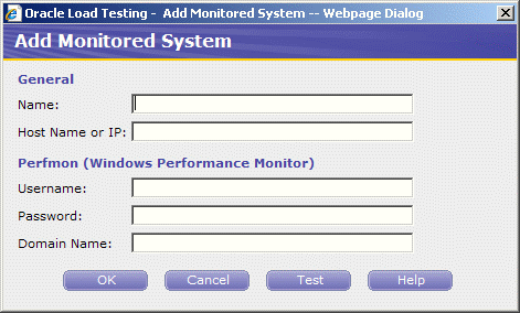 Add Monitored System dialog box Add Monitored System dialog box