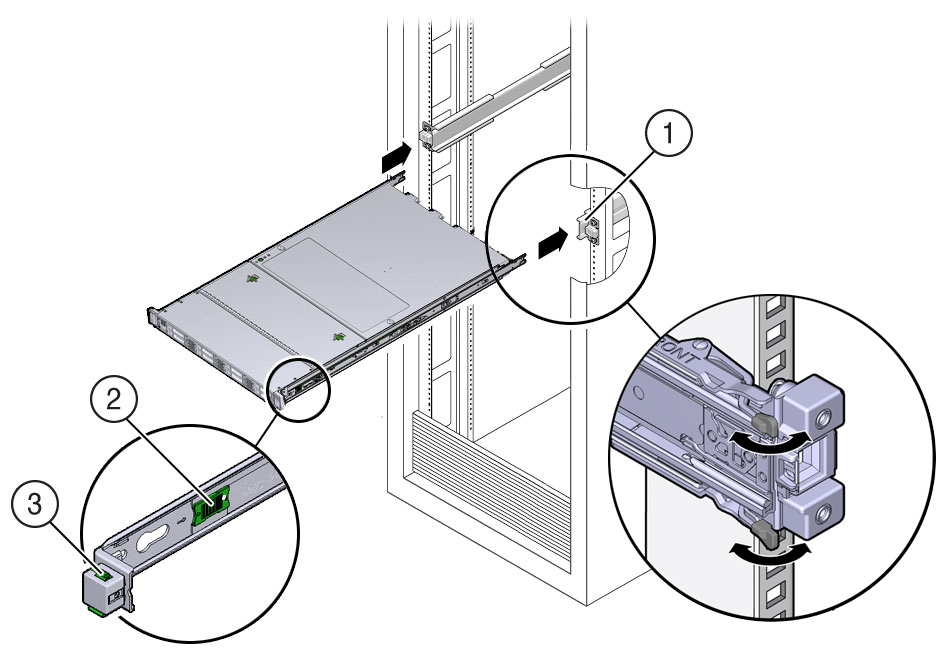 image:Figure that shows how to insert the controller into the                             rack.