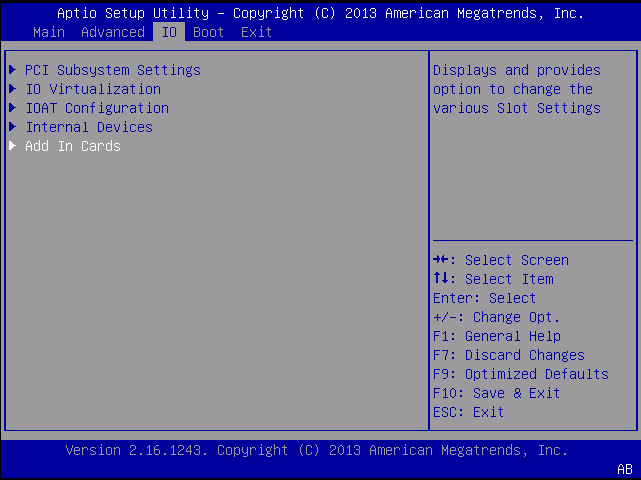 image:Screenshot showing I/O Add In Cards