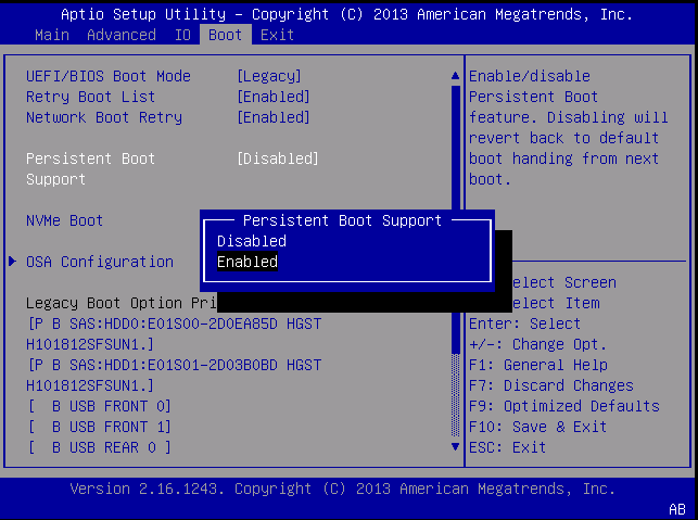 image:Screenshot of Persistent Boot Support set to Enabled.