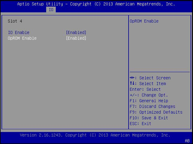 image:Screenshot of IO OpROM set to Enabled.