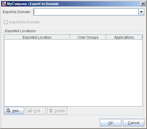 This screenshot shows the Export to Domain window in App Net Manager.