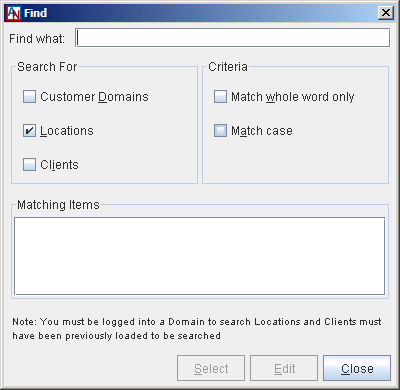 This screenshot shows the Find window in App Net Manager.