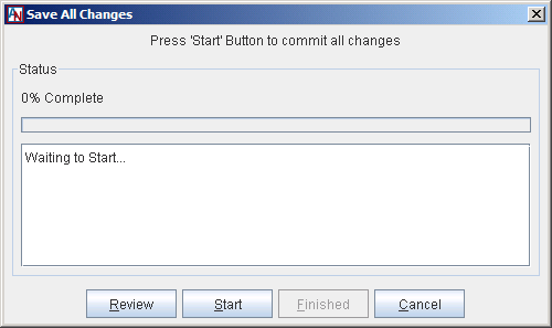 This screenshot shows the Save All Changes window in App Net Manager.