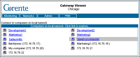 This screenshot shows a listing of the remote networks in the Gateway Viewer.
