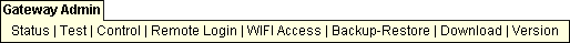 Gateway Admin menu options