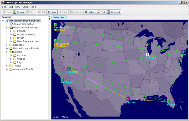 This screenshot shows the main window of the App Net Manager interface.