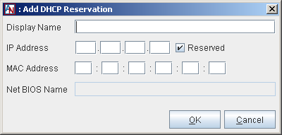 This screenshot shows the Add DHCP Reservations window in App Net Manager.