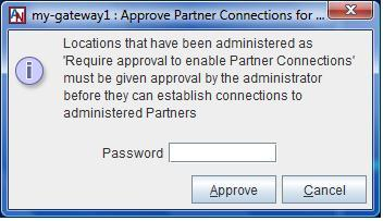 This screenshot shows the Approve Partner Connections window in App Net Manager.