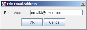 This screenshot shows the Edit Email Address window in App Net Manager.
