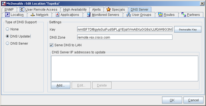 This screenshot shows the DNS Server tab with DNS Updater selected in App Net Manager.
