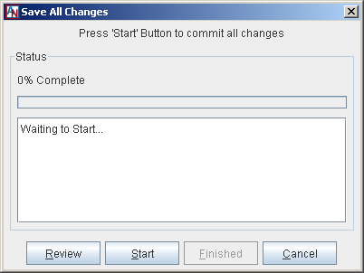 This screenshot shows the Save All Changes window in App Net Manager.