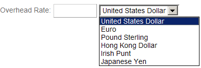 Overhead rate field