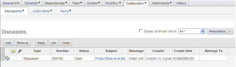 Collaboration tab