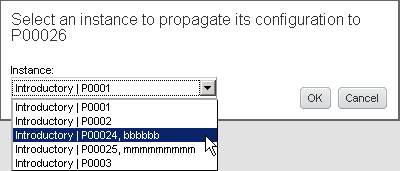 Instance select drop-down menu