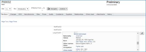 In line display of Large Text fields