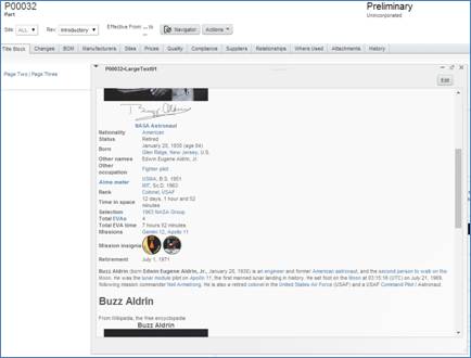Expanded display of a Large Text field