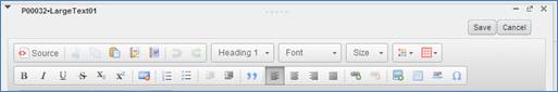 Large Text Field toolbar for HTML editing
