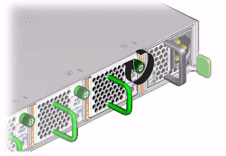 image:Figure shows how to lock the thumbscrew on the fan.