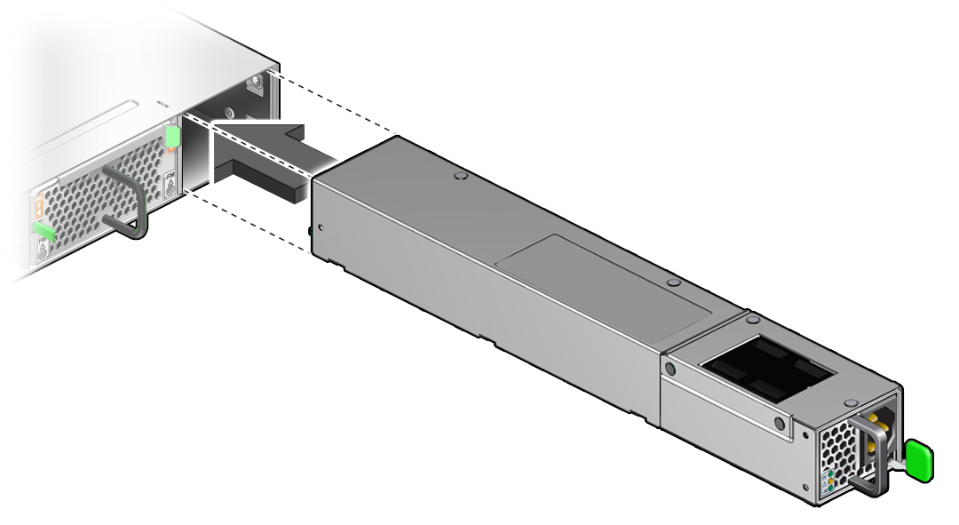 image:Figure shows the power supply being installed.