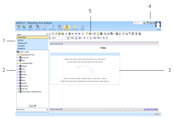 Illustration. InForm Ad Hoc Reporting workspace.